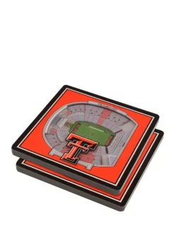 Promo 😉 NCAA Texas Tech Red Raiders 3D StadiumViews Set of 2 Coasters - Jones AT&T Stadium by You The Fan 🔔 -You The Fan Sales Belk 1621